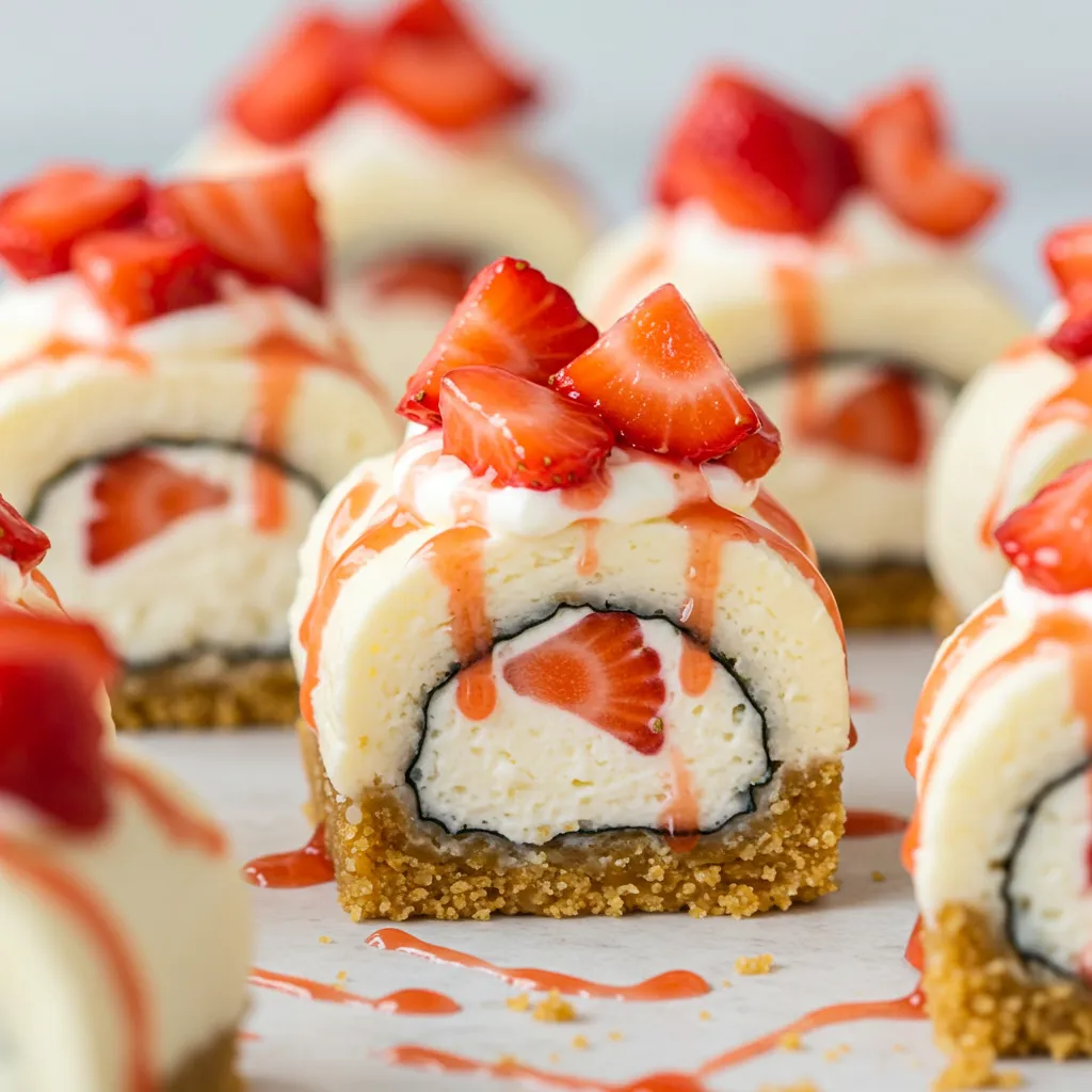 Strawberry Shortcake Cheesecake Dessert Sushi Rolls